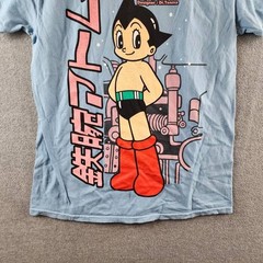 Astro Boy Kanji Graphic Print Tee Men’s S Light Blue Multi Crewneck Short Sleeve