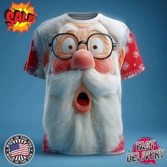 Christmas Men’s Santa Claus 3D Cartoon Vacation Party Street 3D T-Shirt Unisex