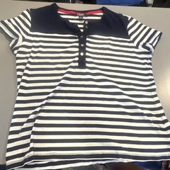 Chaps Active Men’s L Navy/White Striped Short Sleeve Henley Button T-Shirt