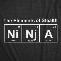 Mens Ninja Element of Stealth T shirt Funny Adult Humor Graphic Nerdy Tees