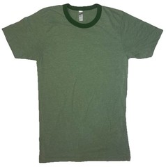 Lot Of 2 American Apparel Ringer Neck T Shirt Single Stitch Adult Small Slim Fit