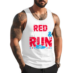 Red White & Run Patriotic Runner Fourth of July Race Tank Top