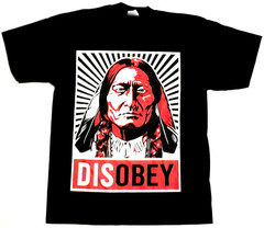 INDIAN T-Shirt DISOBEY Native American Warrior Chief Tee Men’s Black New