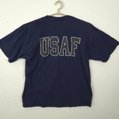 Vintage Air Force Shirt Men XL Blue Short Sleeve Cotton USA Made USAF Bayside