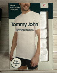 NIP! 2-Pk TOMMY JOHN Stay Tucked BLACK or WHITE CREW T-SHIRTS / TEES ~ Size XL