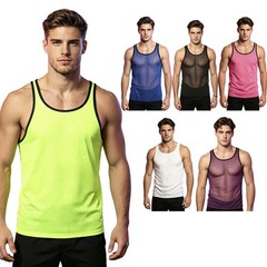 Mens T-shirt Showing Tank Top Sexy Clubwear Front Zipper Vest Sleeveless Soft