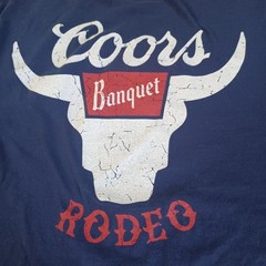 Coors Banquet Rodeo T Shirt Large Blue 100% Cotton Distressed Vintage Style