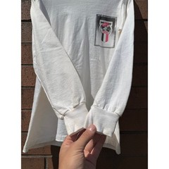 Size L – 90s Nike International Vintage White Pink Swoosh Long Sleeve Tee Shirt