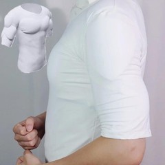 Men Invisible Abs Fake Muscle Body Suit With Chest Male Undershirt Soft Wear