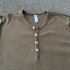 Vintage Y2K American Apparel Dexter Morgan Henley Thermal Green Medium USA Made