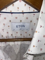 Men’s ETON Signature Twill Shirt Cocktail Print Size 16 Slim 41 Luxury Rare