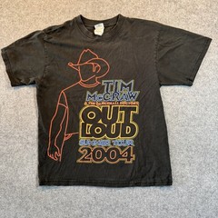 Anvil Tim McGraw Out Loud Summer Tour T-Shirt Medium Black 2004 Concert Tee