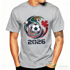 2026 USA Canada Mexico Soccer T-Shirt Eagle Jaguar Graphic Men Football Fan Tee