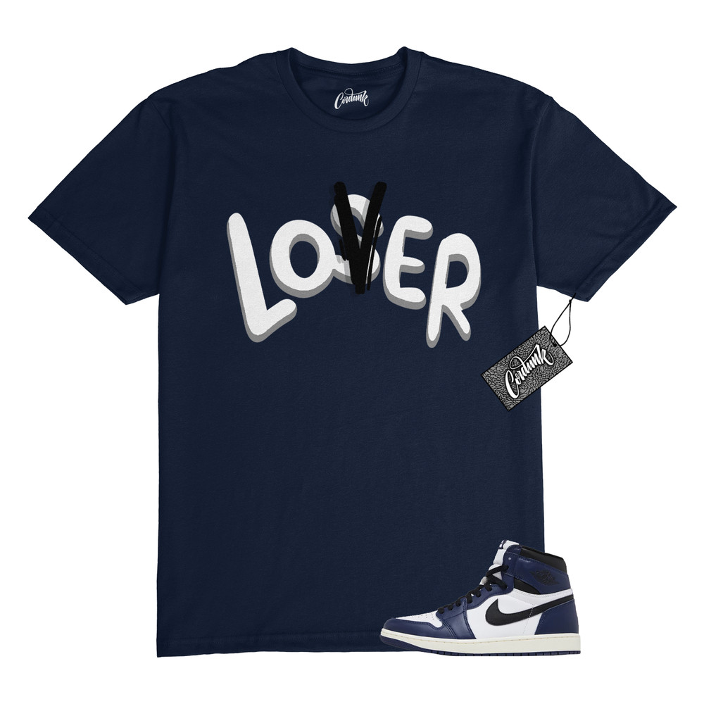 1 Midnight Navy Black White Sail Retro High OG T Shirt to Match LO Jordan