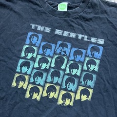 Vintage VTG 2000s Y2K The Beatles John Paul George Ringo Faces Squares Shirt. XL