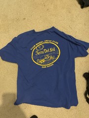 Hanes Tagless 6.1 Men’s Blue Tierra Del Sol 4×4 Graphic Tee L Crew Neck