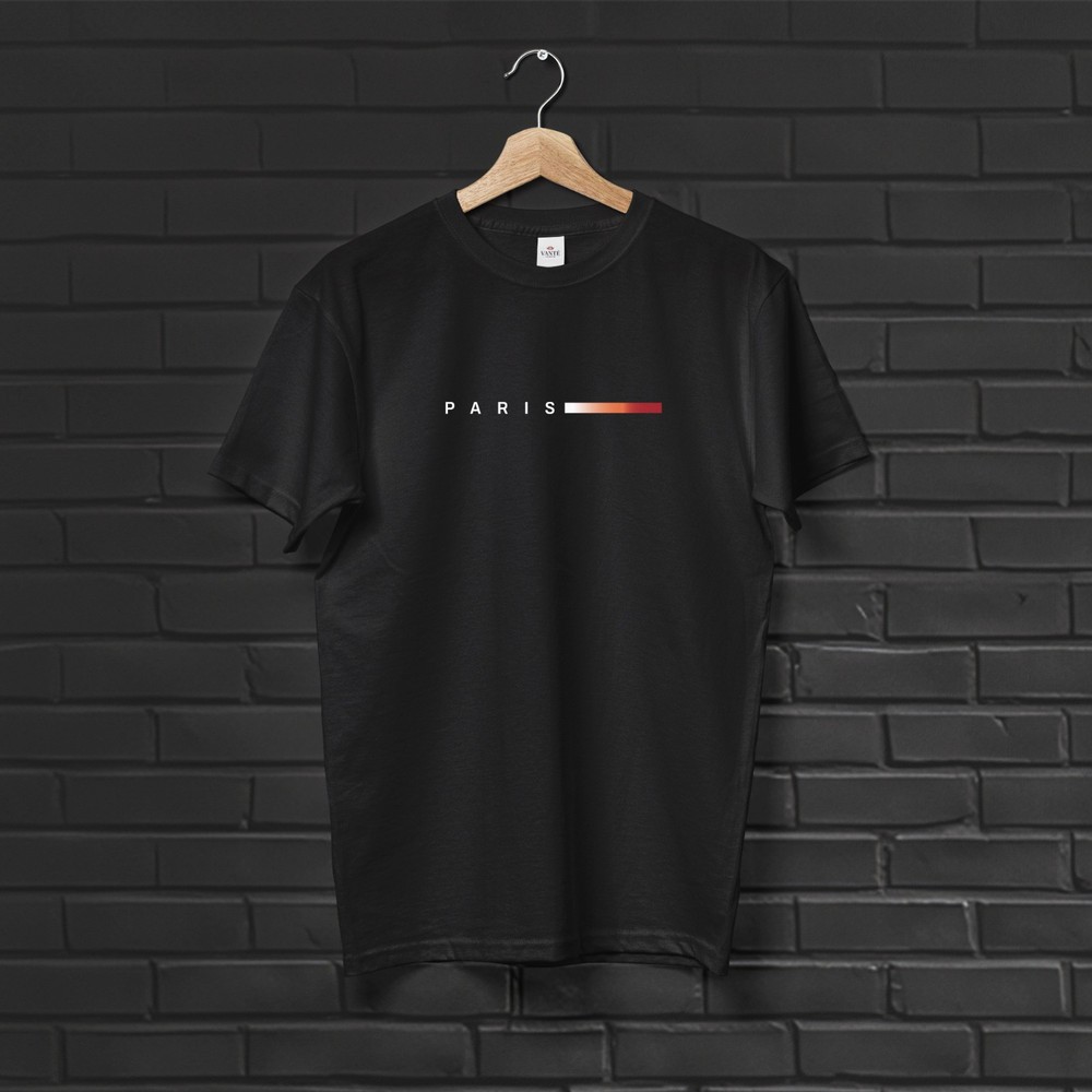 Breathable Round Neck T-Shirt with Paris Print for All Season Casual and Formal