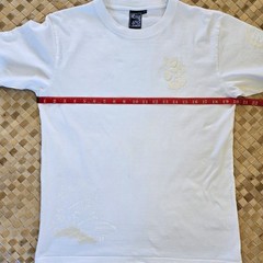 Namitatsu Japan Shirt Mens Large White on White Puff Print Graphic Tee Fuji Rare