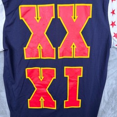 Hudson Outerwear Mens USA Graphic T-Shirt Navy Blue Red Star Sleeve XL