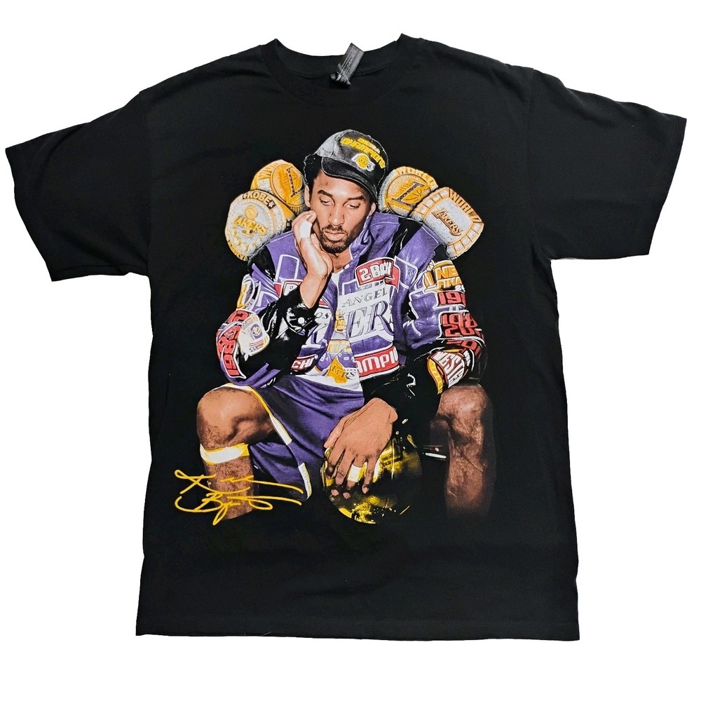Kobe Bryant Lakers Championship Rings Graphic T-Shirt Men’s Medium Black