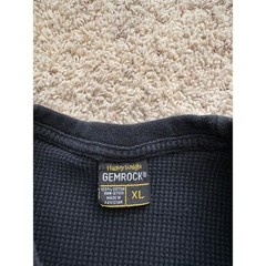 Vintage Gemrock Heavy Weight Thermal Shirt Mens Black Waffle Knit Cotton Fits M