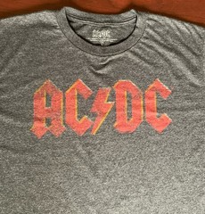 AC/DC Shirt Mens Large Gray Flame Logo Graphic Band Tee Size Large