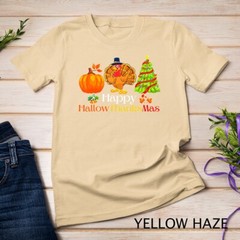 Holiday Happy HallowThanksMas Christmas Halloween Family Unisex T-shirt