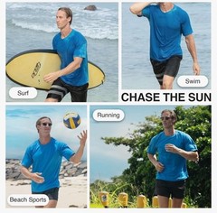 Kanu Surf Mens XL UPF 50+ T-Shirt Short Sleeve Blue Quick Dry Lightweight NEW