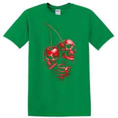 Skull Cherry Skeleton Graphic T Shirt Creepy Halloween Tee Art Design