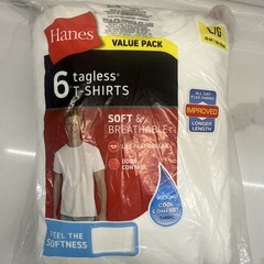 Hanes Men’s Cotton, Moisture-Wicking Crew Tee Large, White – 6 Pack Fast Ship
