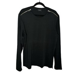THE KOOPLES Zip Shoulder Long Sleeve Jersey Tee In Black Men’s Large