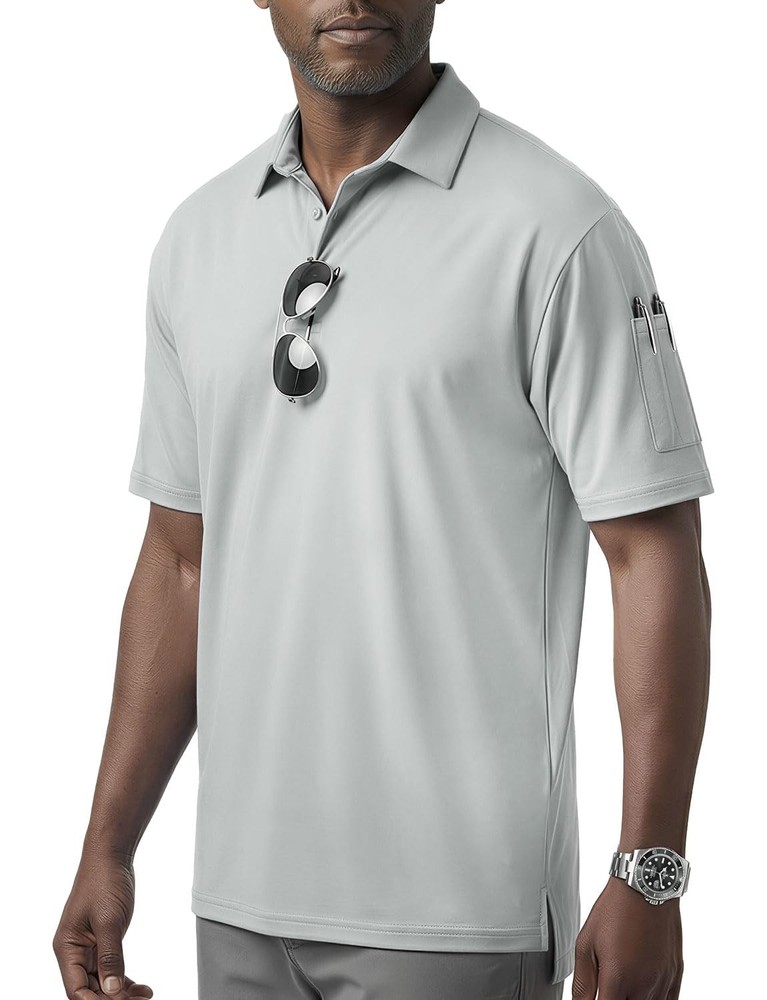 Men’s Instant Cooling Polo Shirt, Lightweight Performance Coolmax Moisture Wi…