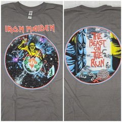 Iron Maiden Beast on the Run Tour Large 2 Sided New Official Number Of Gray #T25