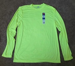 Hanes Cool DRI Fresh IQ Long Sleeve Performance T-Shirt Hi-Viz Large Yellow READ