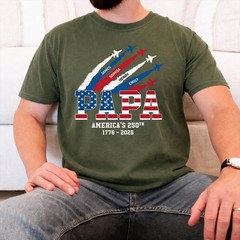 Personalized Proud Papa Grandpa American Flag Shirt with Kids Names