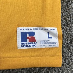 Vintage Russell Athletic Football Jersey Shirt Mens Large Yellow 3/4 Sleeve