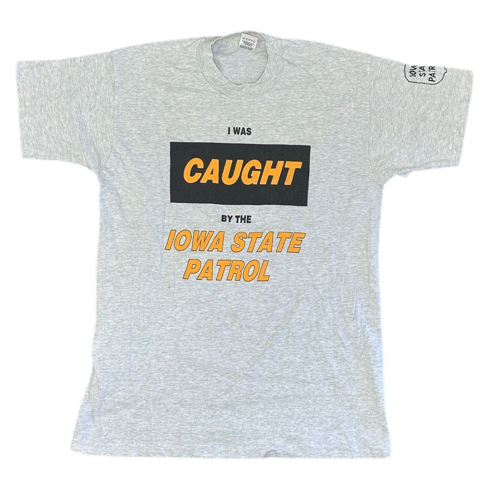 Vintage Iowa State T-Shirt Graphic USA 90s Retro Funny Grey Mens Large
