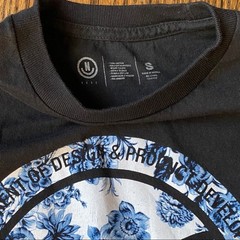 Neff Men’s Short Sleeve Black T-Shirt with Blue/White Floral, Small