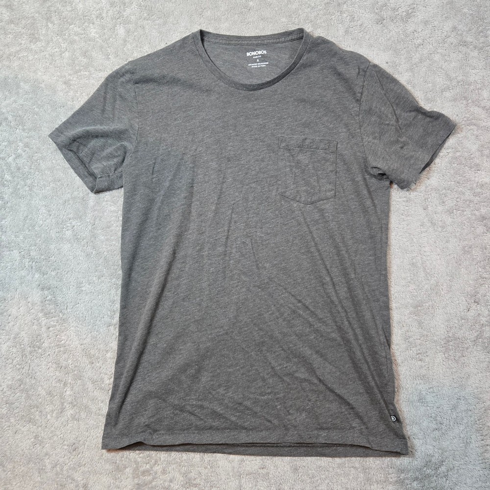 Bonobos Slim Fit Pocket T Shirt Gray Heather Short Sleeve Mens Small