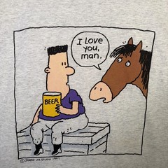Vintage Beer Shirt Mens Large Gray 90s Budweiser Funny Quote Horse Parody