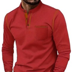 Mens Long Sleeved High-Grade T-shirts Standing Collar Formal Occasions Shirt Top