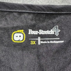 Four-Stretch Shirt Men 3XL Black V-Neck Twill Pockets Tagless Relaxed Fit