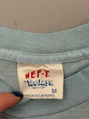 Vintage 90s HEF-T Run For The Zoo Long Sleeve T-Shirt M Blue Polycotton