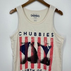 Chubbies Tank Top Men’s Size S White Cream Fourth of July 4th USA Cotton New NWT