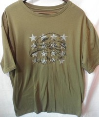 Men’s Size XL Army Green Eagle Head and Stars Cotton and Polyester Blend