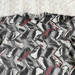 Vintage Nike Air Jordan Shirt Tee Mens Large Gray Sneaker AOP Jumpman Streetwear