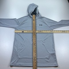 Under Armour Hooded Shirt Mens Small Gray Pullover Hoodie Stretch Training