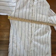 H&M white and black striped Linen Cotton button up shirt mandarin collar sz S