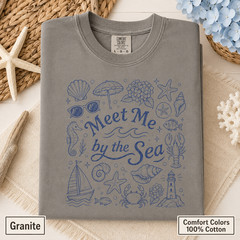 Meet Me by the Sea Shirt, Coastal Comfort Colors Tee, Beach Graphic T-Shirt