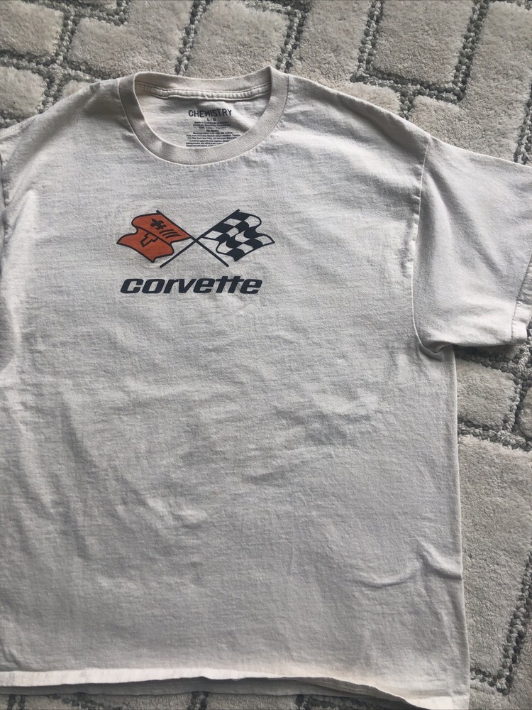 Mens Chemistry Chevy Corvette Graphic White T-Shirt Size L/G See Pics